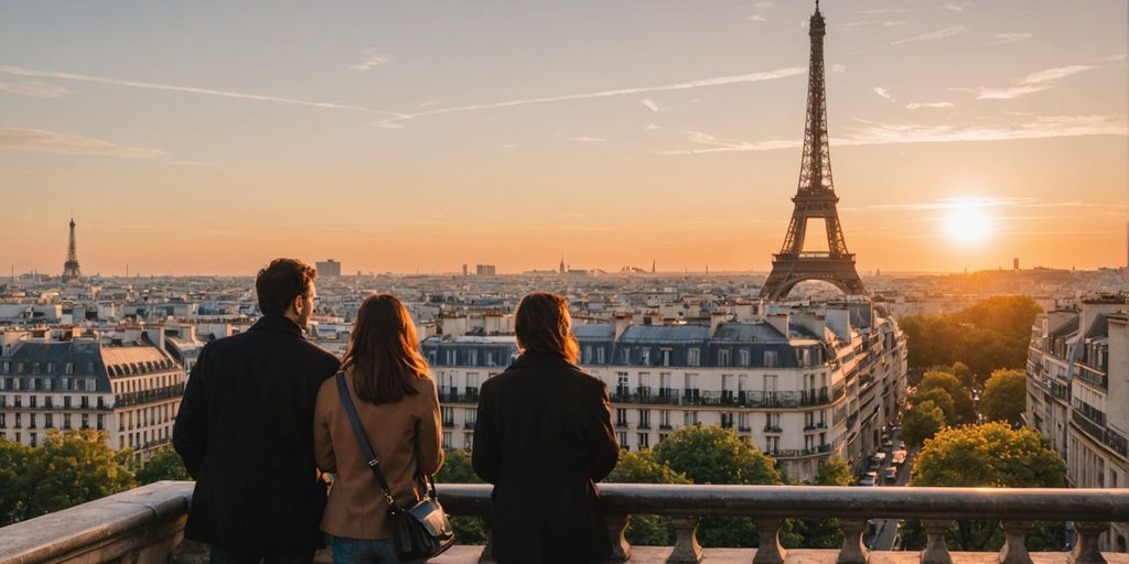 Couple and single traveler in Paris